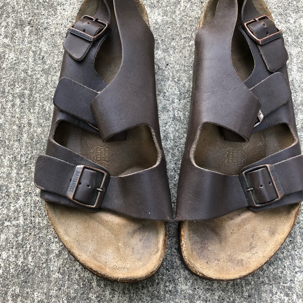 Birkenstock 43 Size 10 Dark Brown Leather Milano